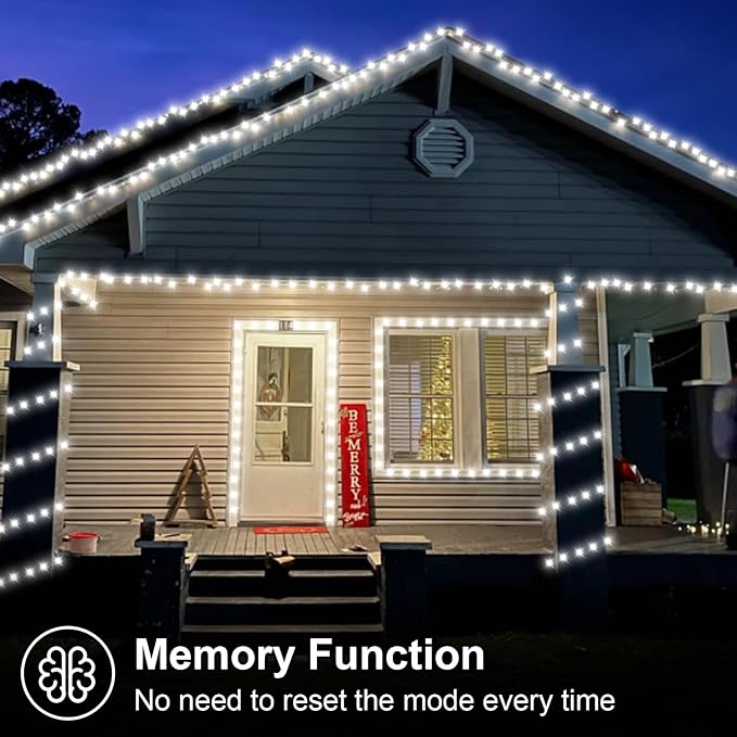 QITONG 2 Pack White Battery Operated String Lights, Each 33ft 100 LED Christmas Lights Outdoor with Remote, Green Wire Twinkle Lights Indoor
