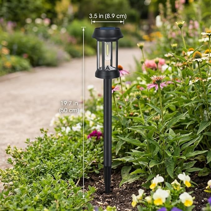 Solar Pathway Lights, 8 Pack Glass Solar Lights Outdoor, Solar Stake Lights Landscape Lighting for Outside Path Walkway Driveway Sidewalk Lawn Yard Garden Decor