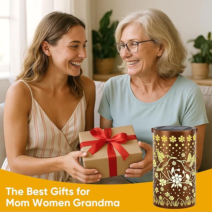 Hummingbird Solar Lanterns Outdoor Waterproof: Mothers Day Gifts for Women Mom Grandma - Decorative Hanging Metal Lanterns for Patio Yard Pathway - Solar LED Garden Lights for Outdoor Decor - 1 Pack