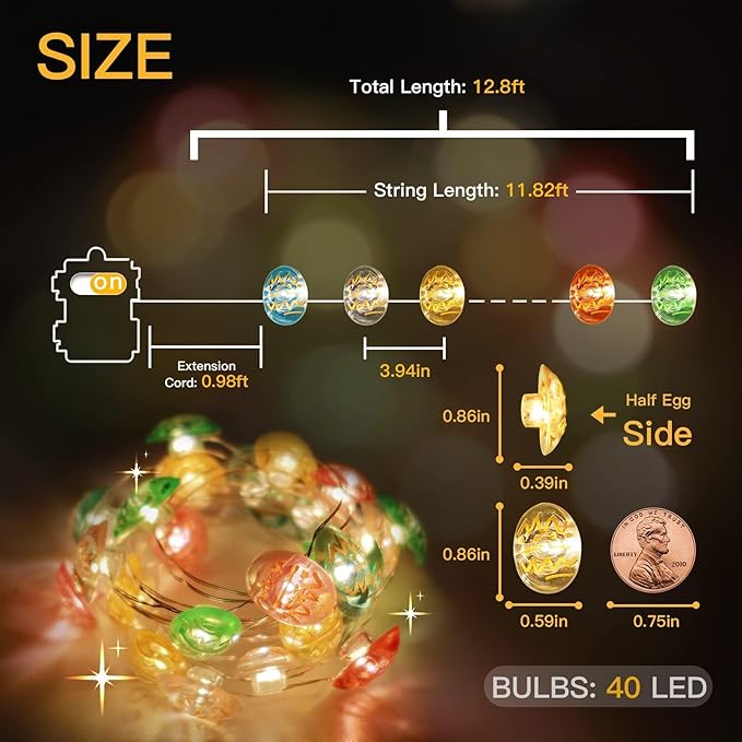 8ft LED Patio String Lights, Waterproof Outdoor