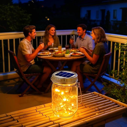 Cooo Gift for him her 9 Pack Solar Lanterns Outdoor Waterproof Upgraded Crystal Glass Solar Mason Jar Lights 30 LED 215% Larger SolarPanel, Anti-Rust Lid Hanging Outdoor Lanterns for Patio Garden