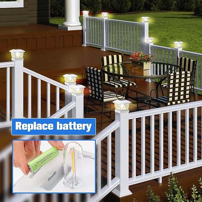 VOLISUN Solar Post Cap Lights Outdoor 4Pack, with Edison LED Bulbs, 2 Brightness Setting, Fence Post Lights Solar Powered for Garden Fence Deck Mailbox Yard Porch, Fits 4x4 6x6 Posts(Slate Black)