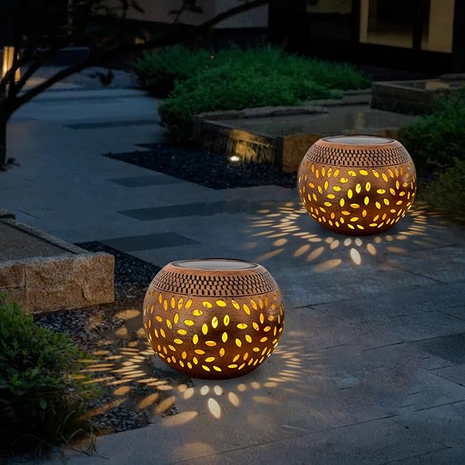 Solar Table Lanterns Outdoor Waterproof - 1 Pack LED Lamp Copper Metal Tabletop Light Solar Powered Decorative Lantern for Indoor Desk Bedroom Patio Garden Pathway Yard
