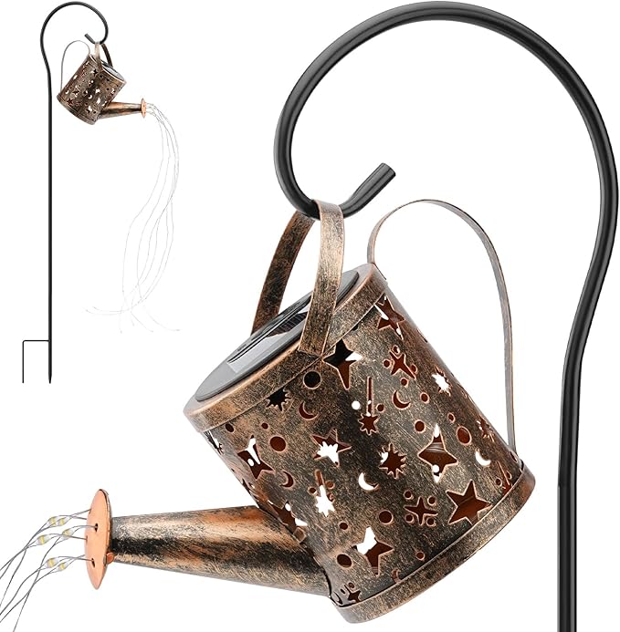 Solar Watering Can Lights Outdoor,Metal Hanging Garden Decor, Waterproof Solar Powered Lights for Patio, Lawn, Yard,Cute Outdoor Decoration for Mom, Grandma, Lady,Perfect Birthday Gift