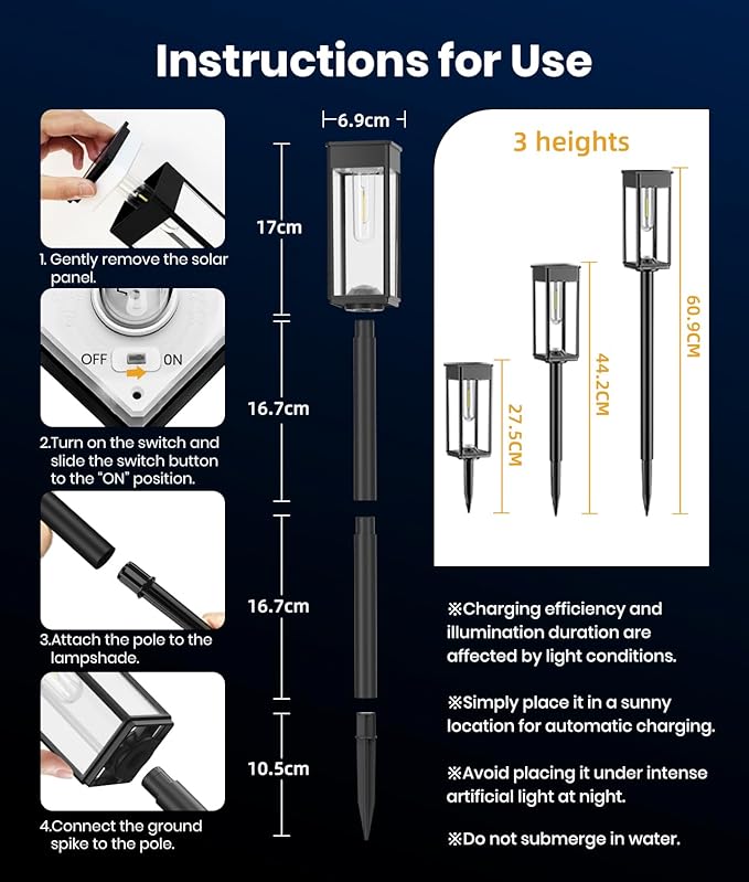 Solar Pathway Lights Outdoor, 8 Pack Bright Solar Lights Outdoor, Auto On/Off, IP65 Waterproof Solar Garden Lights Solar Powered Landscape Lighting for Yard Patio Walkway Driveway Pathway
