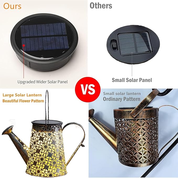2 Pack Solar Watering Can Lights with Shepherd Hook,Solar Powered Watering Can Light Waterproof Outdoor Garden Hanging Decoration,8 Multi-Color Changing Modes(Multicolour).