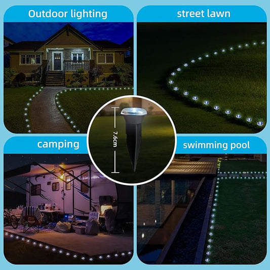 30 LED Solar Ground Lights Outdoor, Waterproof Solar Pathway Lights, LED Landscape Lighting for Garden, Patio, Driveway, Walkway - White