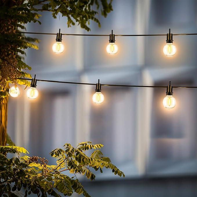 ZJOJO LED Outdoor String Lights,100FT Outdoor Lights for Patio with 32 Shatterproof Bulbs, 2700K Dimmable Waterproof Globe LED Patio Light Lights for Outside Christmas Backyard Bistro Porch Garden