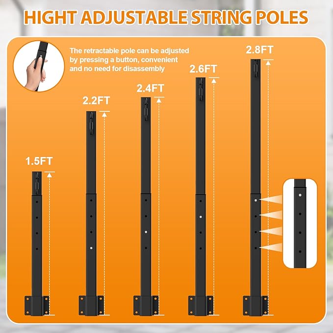 AILBTON 10 Pack 2.8Ft String Light Poles,Light Poles for Outside String Lights,Outdoor Light Poles with Fence Bracket,Metal Pole Stand for Patio,Backyard,Deck