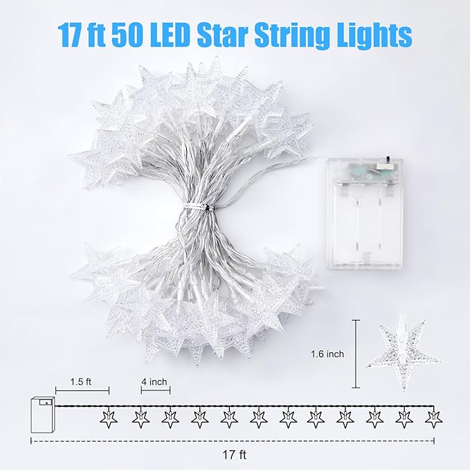 17ft White String Lights for Backyard, Waterproof LED