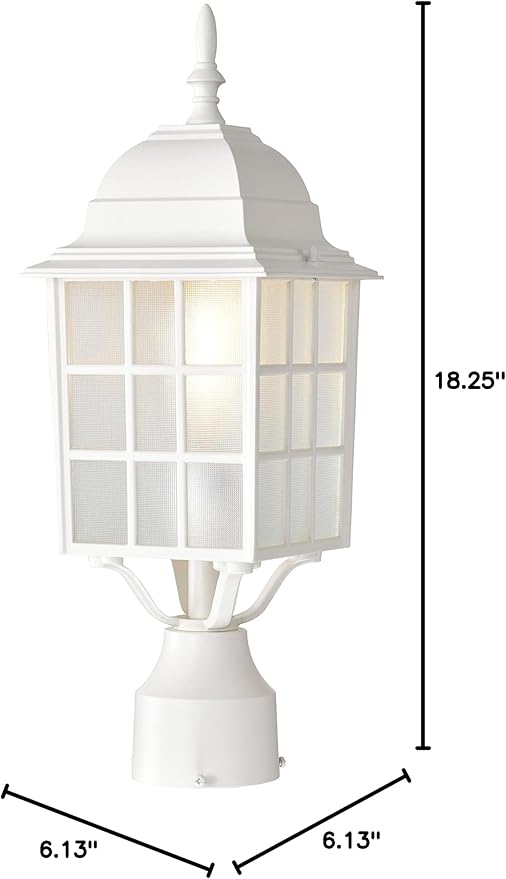 Nuvo Lighting 60/4907 Adams One Light Post Lantern 100 Watt A19 Max. Frosted Glass White Outdoor Fixture