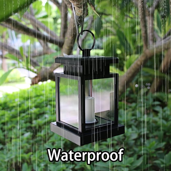 TOPCHANCES Solar Mason Jar Lights, Outdoor Lantern Hanging Lights Lamp Solar String Lights,IP44 Waterproof, Built-in 600 mAh Rechargeable Battery for Garden Patio Courtyard (Candles)