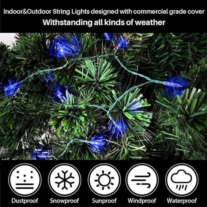 Christmas Yard String Lights, 16ft 50 LED Waterproof