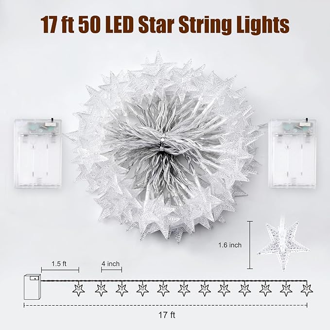 17ft Warm White String Lights for Backyard, Waterproof LED