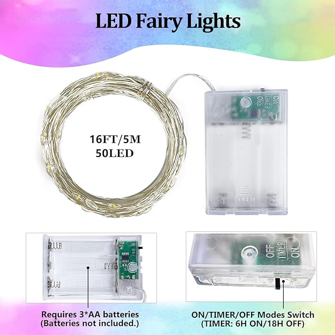 Christmas Porch String Lights, 16ft 50 LED Waterproof