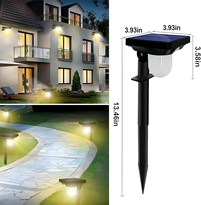 S NMT Solar Landscape Spotlight, 4 Pack IP65 Waterproof Outdoor Garden Solar Powered Pathway Light Motion Sensor Path Lighting for Yard, Patio, Pathway