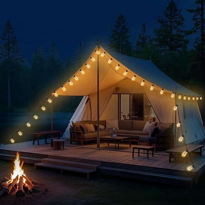 20 Hanging Bulb Battery Operated String Lights, 14FT 100 LED Vintage Bulbs Battery Outdoor Lights, Waterproof Indoor Outdoor Lights for Patio, Classroom, Home, Tent, Wedding, Party, Farmhouse Decor