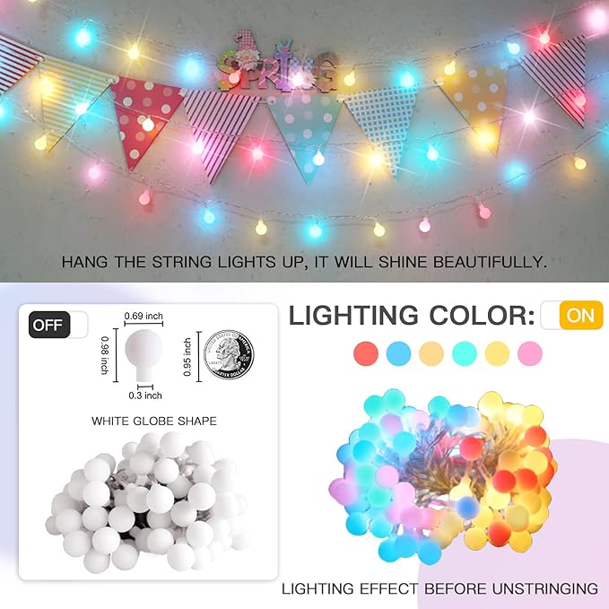 Outdoor String Lights, 33ft Waterproof LED