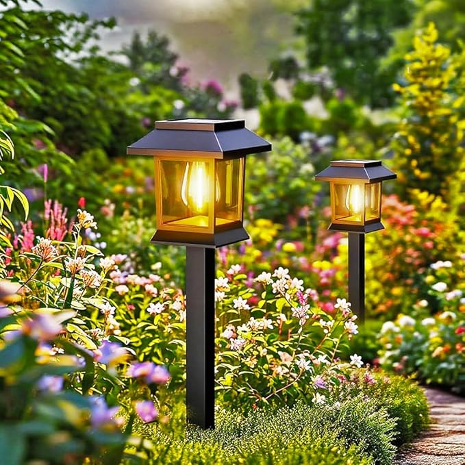Solar Pathway Lights Outdoor, IP65 Waterproof Upgraded LED - Auto On/Off Landscape Lighting for Driveway, Garden, Walkway, Patio & Yard Decor, Warm White (12Pack)