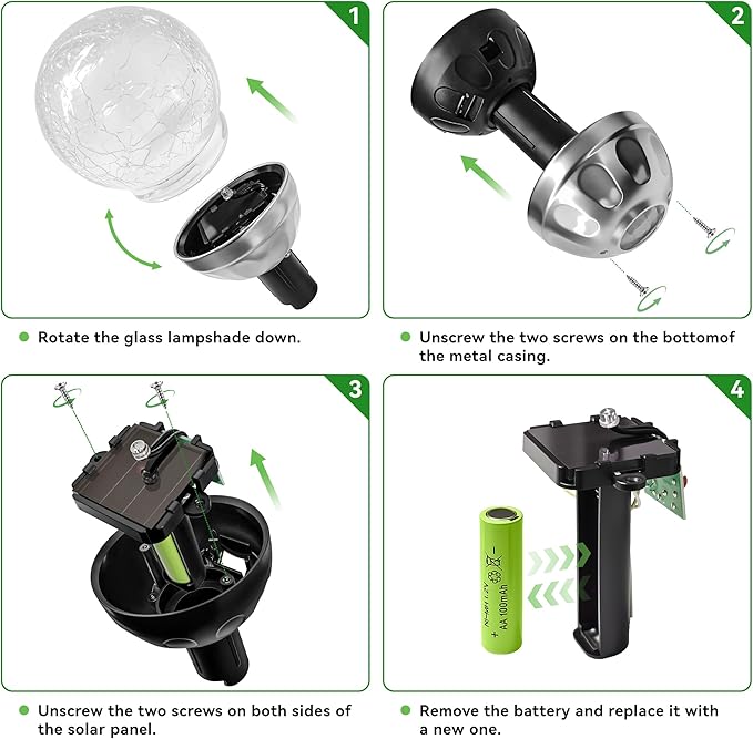 Solar Lights Outdoor, 6 Pack LED Color Changing, Stainless Steel, IP66 Waterproof, Crystal Cracked Glass Solar Garden Lights, Christmas Lights Outdoor for Landscape, Yard, Walkway, Pathway, Multicolor