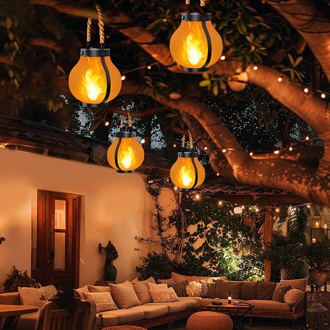 Hompavo Larger Gen2 Solar Lanterns Outdoor, Dual Charging (USB/Solar) & 2-Mode - Waterproof Decorative Hanging/Table Lights for Yard Patio Garden Halloween Christmas Decor, Birthday Gifts for Women, 2