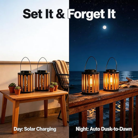 2 Pack Solar Lanterns Outdoor Waterproof Suitable for Gardens Backyard, Patio Decor, Birthday Gifts for Women Mom Grandma, Hanging Garden Lights for Outside