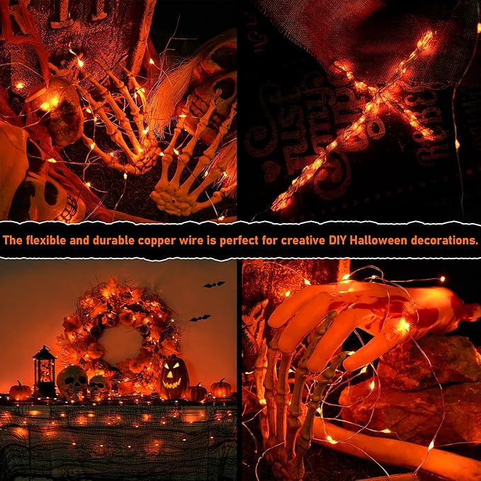 Halloween Fairy Lights 8-Pack, 16ft 50 LED Battery Twinkle Lights
