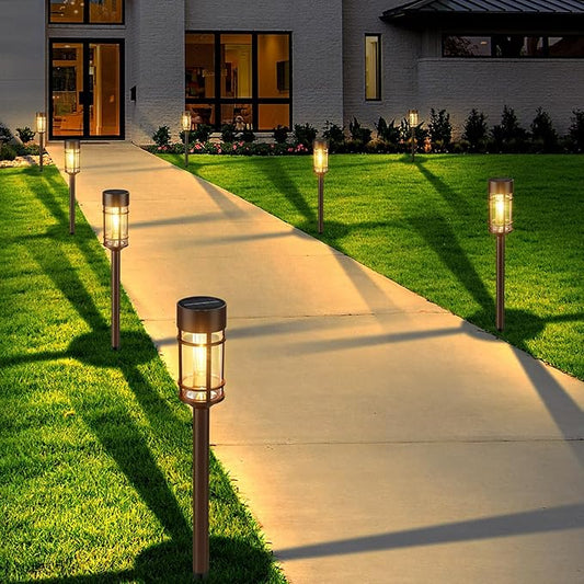 Mancra 8 Pack Solar Outdoor Lights, Bright Up to 10 Hrs Solar Lights Outdoor Waterproof Garden Decor for Patio Lawn Yard and Landscape