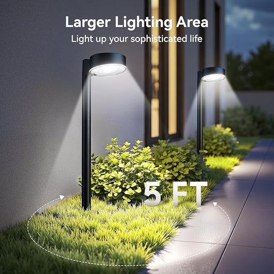 2 Pack Solar Pathway Lights Outdoor, 12 Brighter LED Solar Lights Outdoor Waterproof, Up to 12 Hrs Modern Path Light for Yard Garden Walkway Driveway Lawn, Cool White