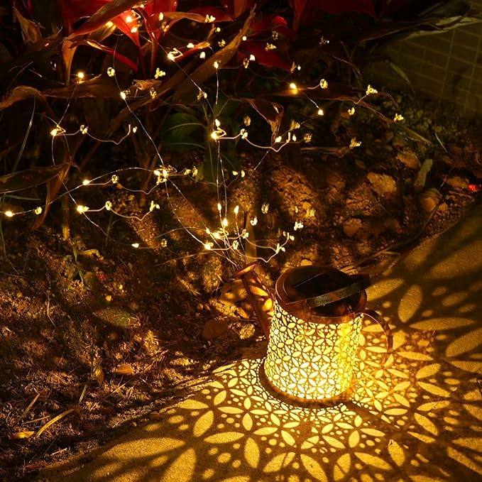 Solar Watering Can with Lights - Outdoor Garden Decor, Waterproof Hanging Lantern Landscape Lights for Yard, Patio, Pathway