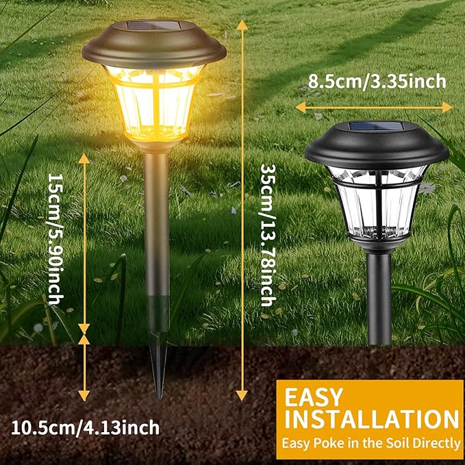 Solar Pathway Lights Outdoor, 12 Pack Warm White Solar Light Outdoor, Waterproof Garden Lights, Auto On/Off Walkway Lighter Outdoor, Solar Lights for Yard Patio Walkway Driveway Pathway