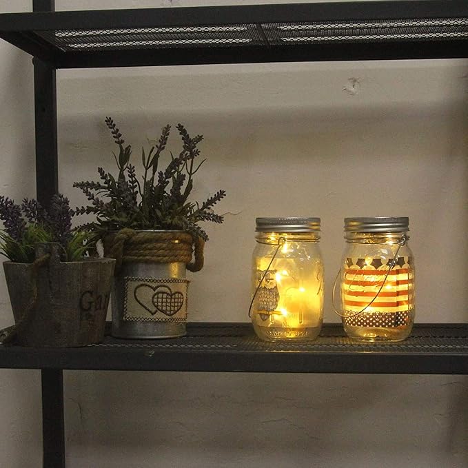 YJFWAL Updated Solar Mason jar Lights, 8 Pack 30 Led Waterproof Fairy Firefly jar Lights, with 8 Hangers(NO Jars) for Regular Mouth Jars, Patio Yard Garden Wedding DIY Decor, Summer Gifts(Warm White)
