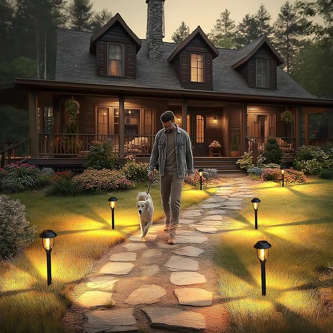 12 Pack Solar Pathway Lights Outdoor, Solar Lights Outdoor Waterproof Auto On/Off,Solar Garden Lights Solar Powered, Landscape Lighting for Yard Walkway Driveway Path Warm White