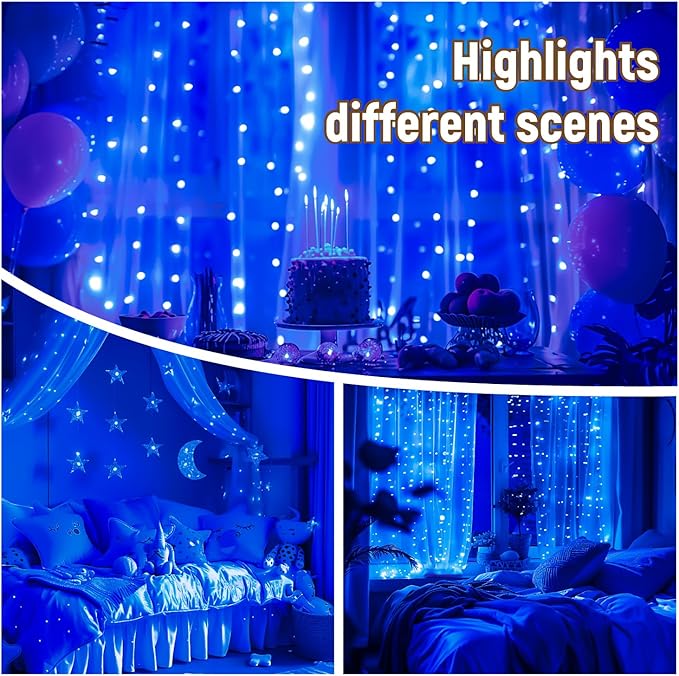 8ft Blue Outdoor Edison String Lights, Weatherproof