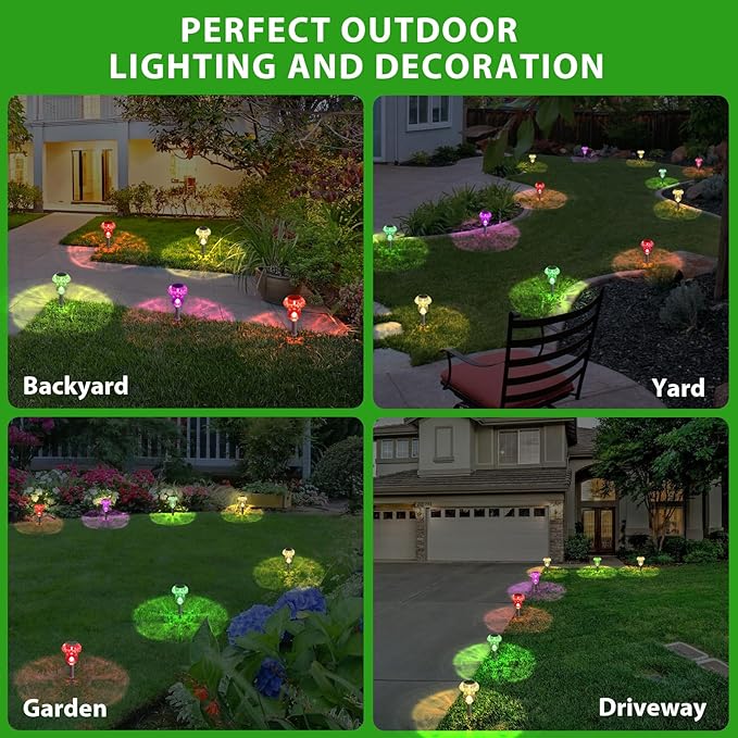 Solar Lights Outdoor, 8 Pack Mushroom Lights Outside Waterproof, Solar Powered LED Lighting for Garden, Yard, Landscape, Path, Pathway, Lawn, Walkway, Driveway, Backyard Decor (Multicolor)