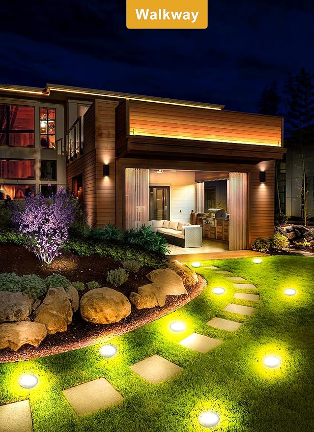 Brightown Solar Lights Outdoor Waterproof, 12 Packs LED In-Ground Lights Outdoor Solar Lights for Yard Patio Garden Lawn Deck Outside Pathway Walkway Sidewalk, Warm White