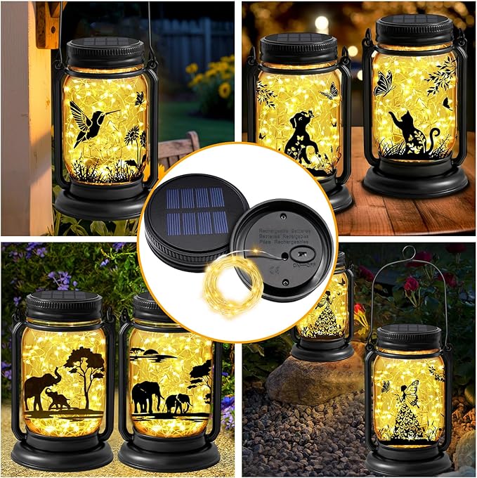6 Pack Solar Light Replacement Top, Replacement Solar Light Parts for Mason Jar Lantern,Outdoor Decorative Waterproof Table Fairy Lights for Patio Yard Lawn Tree