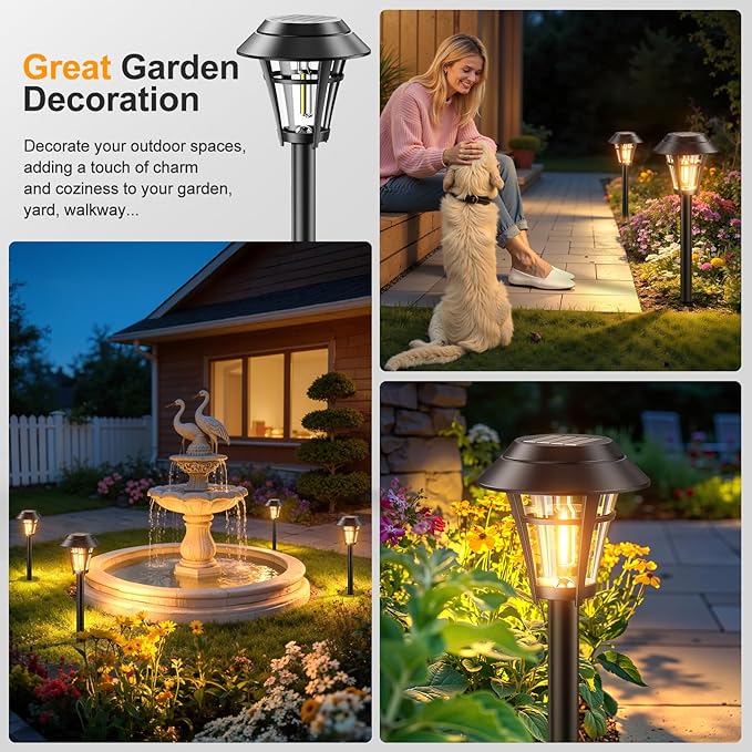 LETMY Solar Pathway Lights Outdoor, 10 Pack Solar Lights Outdoor Waterproof, Auto On/Off Solar Powered Garden Landscape Path Lights, Outdoor Solar Lights for Yard Lawn Patio Walkway Driveway