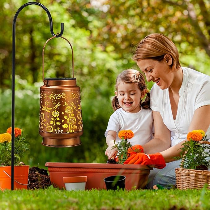 Solar Lanterns Outdoor Waterproof Garden Decor Christmas Gifts for Women Mom Birthday Gifts Ideas Metal Bird Decorative LED for Patio Pathway Landscape Walkway Terrace Balcony Lawn Yard(Dragonfly)