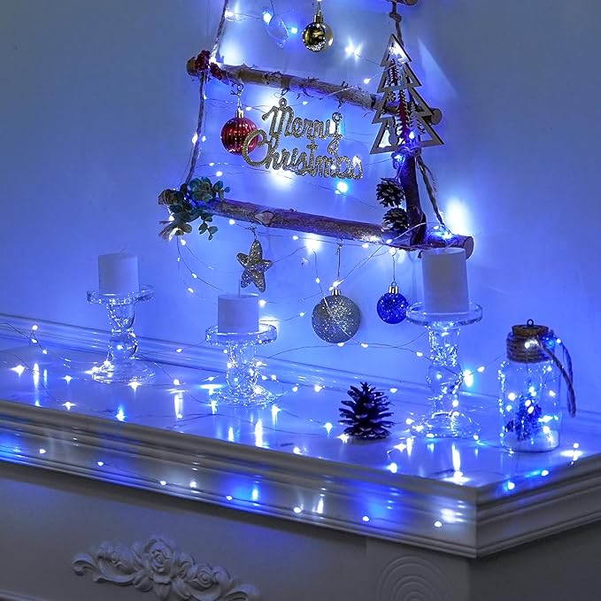 2-Pack 33ft Christmas LED String Lights, Waterproof Timer Lights