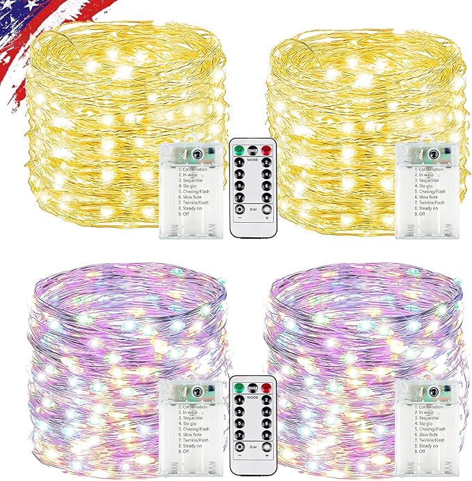 Christmas Patio String Lights 4-Pack, 80ft 240 LED Waterproof