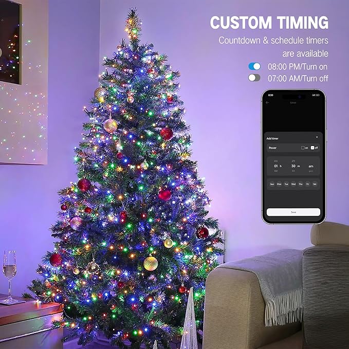 300 LED Christmas Twinkle Lights, 4ft Waterproof for Backyard