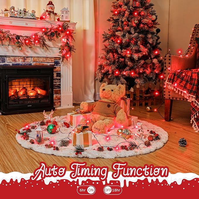 4-Pack 66ft Christmas LED String Lights, Waterproof Timer Lights