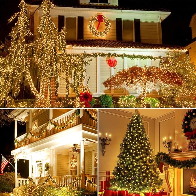 33ft 100 LED String Lights,Battery Christmas Music Light Waterproof,Motion Sensor Christmas Lights with 6 Modes for Indoor Outdoor Yard Patio Garden Xmas Tree Decor