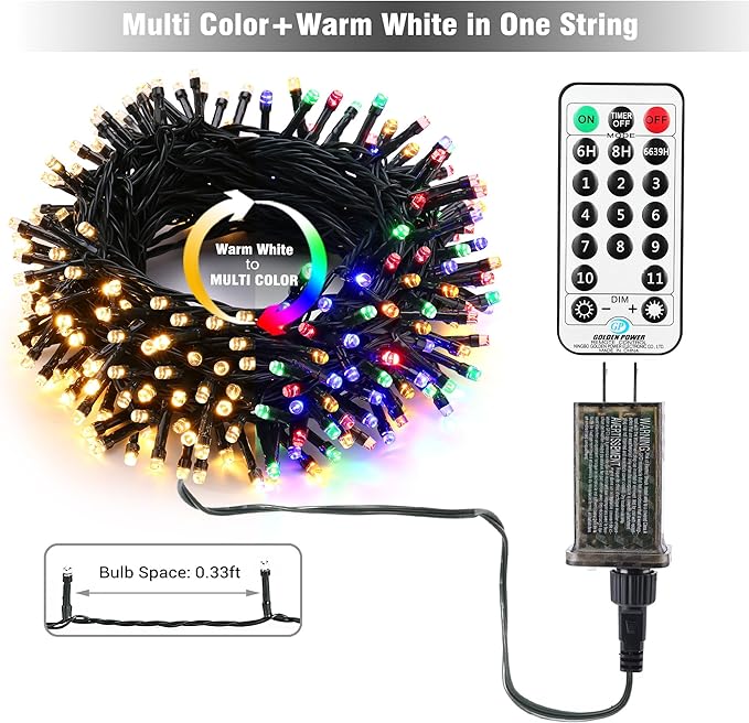 Christmas Fairy Lights, 67ft 200 LED Battery Twinkle Lights