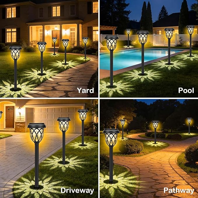 Solar Lights Outdoor 12 Pack Solar Garden Lights Waterproof IP65 Solar Landscape Lights Solar Pathway Lights for Patio, Yard, Driveway Decoration (Warm White