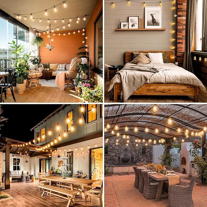 litogo 120ft Patio Lights Outdoor Waterproof, LED Outdoor String Lights with Shatterproof Edison Bulbs, Dimmable Outside Hanging Light with Timer for Bistro Cafe Tent Yard Garden Porch