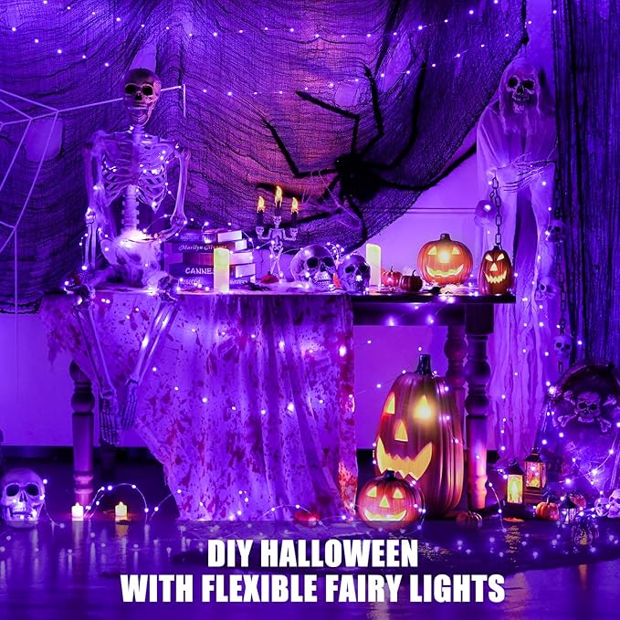 2-Pack 66ft Christmas LED String Lights, Waterproof Timer Lights