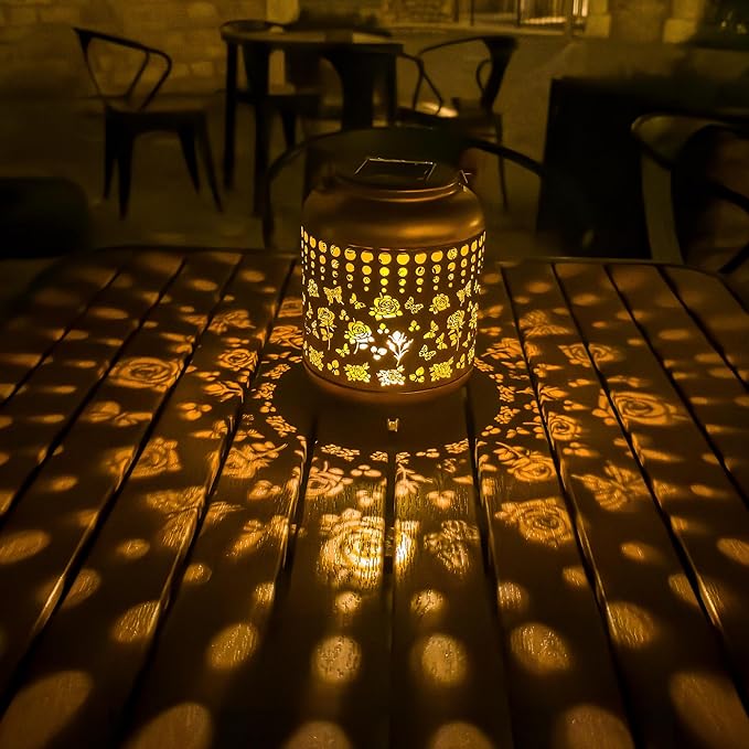 Butterfly Solar Lanterns Outdoor Waterproof, Butterfly Gifts for Women Grandma Mom, Hanging Rose Solar Lights for Garden Decor