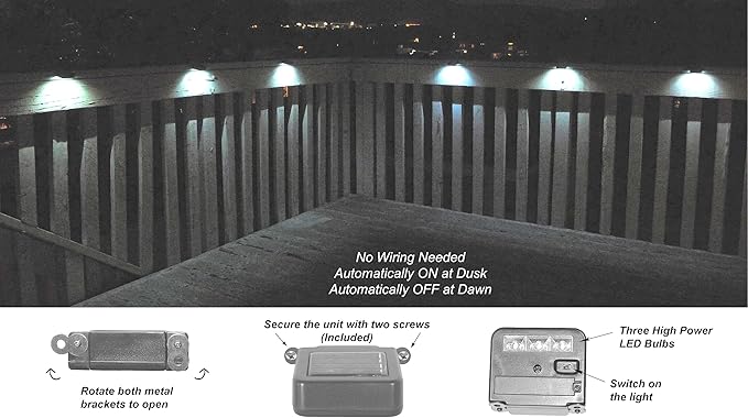 Wunder Solar Powered Spotlight – Ultra-Bright 3X LED – Clip-On/Stick-On Outdoor Light for Mailbox, Security Signs, Fence & Deck – Auto Dusk-to-Dawn Sensor